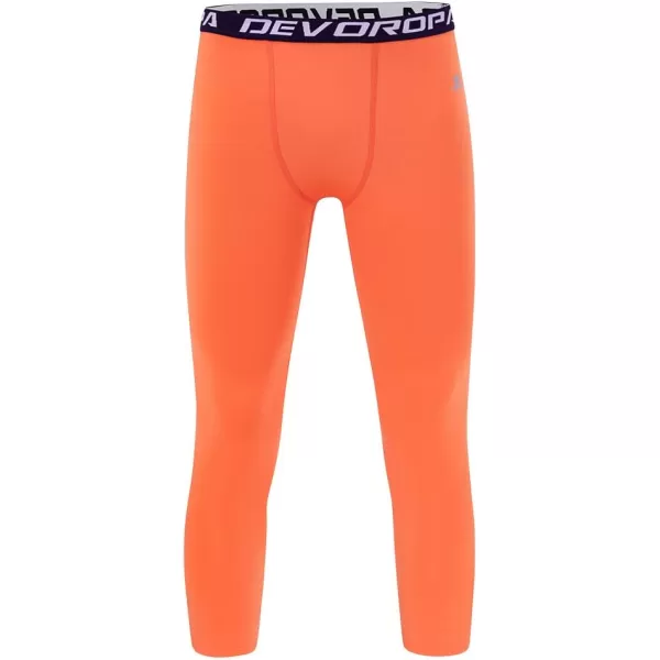 DEVOROPA Boys Leggings Quick Dry Youth Compression Pants Sports Tights Basketball Base Layer34 Lengthorange