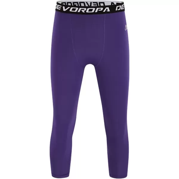 DEVOROPA Boys Leggings Quick Dry Youth Compression Pants Sports Tights Basketball Base Layer34 Lengthpurple