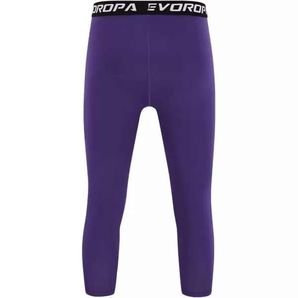 DEVOROPA Boys Leggings Quick Dry Youth Compression Pants Sports Tights Basketball Base Layer34 Lengthpurple