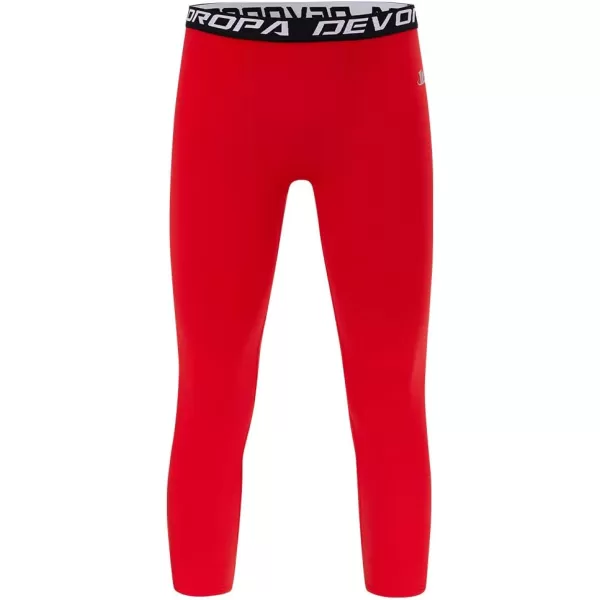 DEVOROPA Boys Leggings Quick Dry Youth Compression Pants Sports Tights Basketball Base Layer34 Lengthred