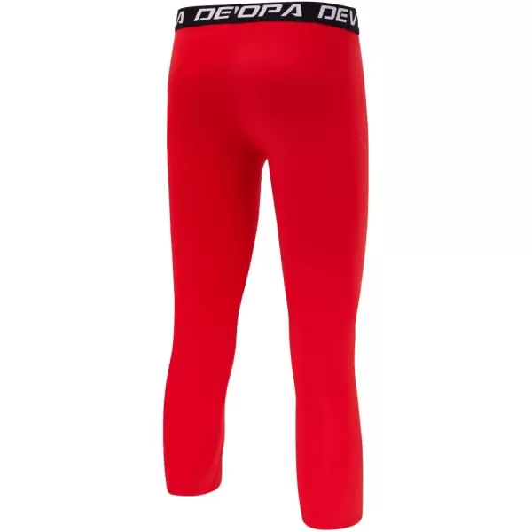 DEVOROPA Boys Leggings Quick Dry Youth Compression Pants Sports Tights Basketball Base Layer34 Lengthred