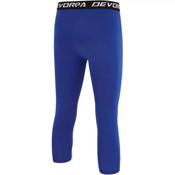 DEVOROPA Boys Leggings Quick Dry Youth Compression Pants Sports Tights Basketball Base Layer34 Lengthroyal Bule