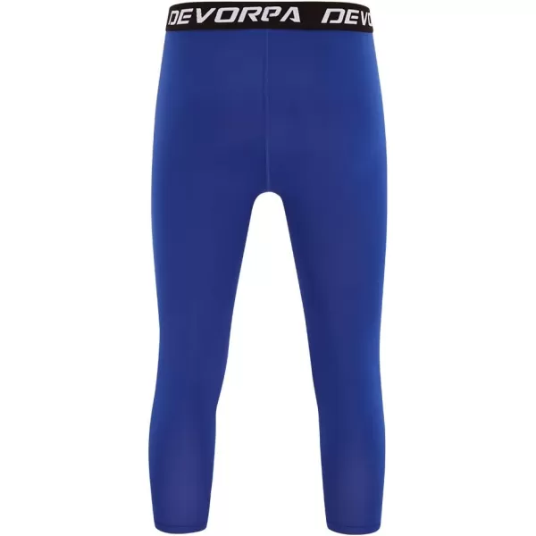 DEVOROPA Boys Leggings Quick Dry Youth Compression Pants Sports Tights Basketball Base Layer34 Lengthroyal Bule