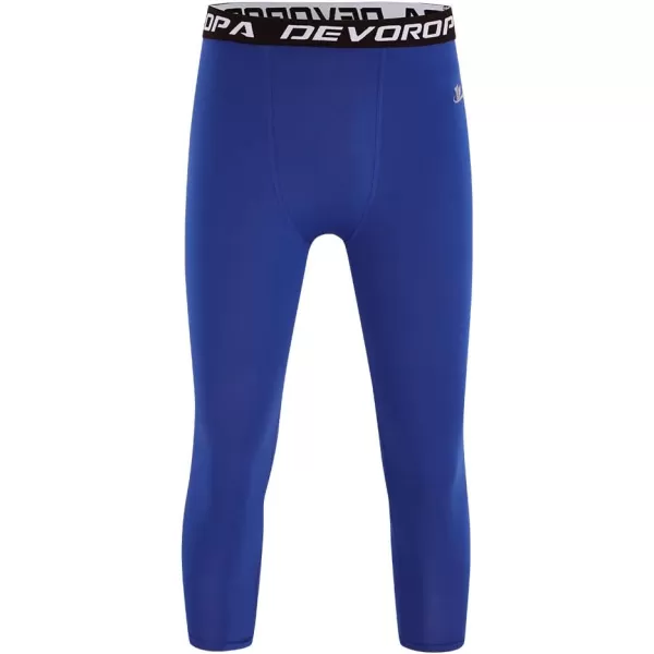 DEVOROPA Boys Leggings Quick Dry Youth Compression Pants Sports Tights Basketball Base Layer34 Lengthroyal Bule