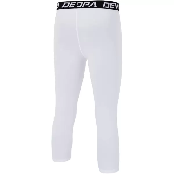 DEVOROPA Boys Leggings Quick Dry Youth Compression Pants Sports Tights Basketball Base Layer34 Lengthwhite