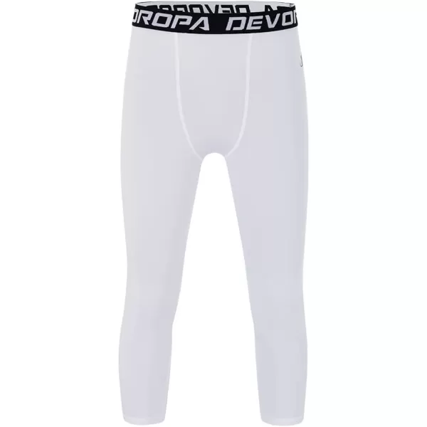 DEVOROPA Boys Leggings Quick Dry Youth Compression Pants Sports Tights Basketball Base Layer34 Lengthwhite
