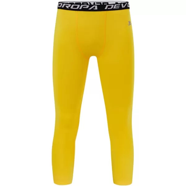 DEVOROPA Boys Leggings Quick Dry Youth Compression Pants Sports Tights Basketball Base Layer34 Lengthyellow