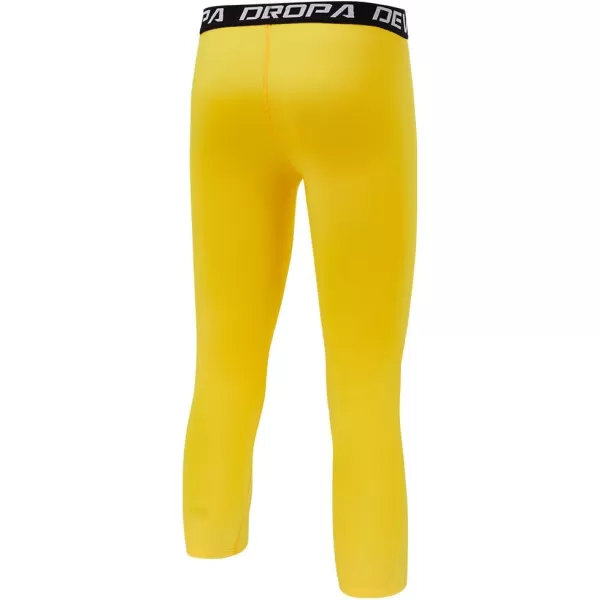 DEVOROPA Boys Leggings Quick Dry Youth Compression Pants Sports Tights Basketball Base Layer34 Lengthyellow