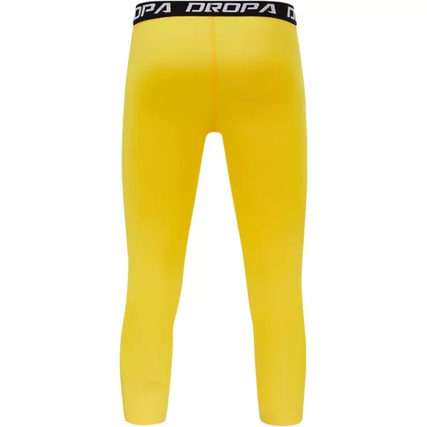 DEVOROPA Boys Leggings Quick Dry Youth Compression Pants Sports Tights Basketball Base Layer34 Lengthyellow