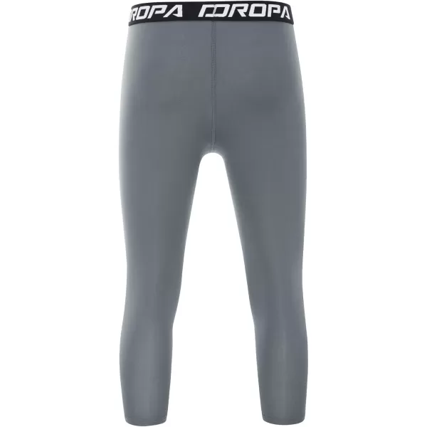 DEVOROPA Boys Leggings Quick Dry Youth Compression Pants Sports Tights Basketball Base Layer34 Light Grey