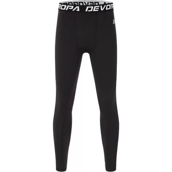 DEVOROPA Boys Leggings Quick Dry Youth Compression Pants Sports Tights Basketball Base LayerBlack