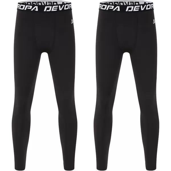 DEVOROPA Boys Leggings Quick Dry Youth Compression Pants Sports Tights Basketball Base LayerBlackBlack2pack