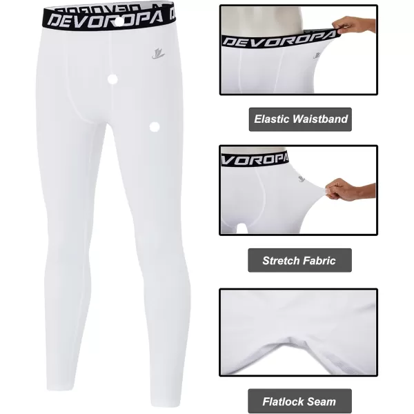 DEVOROPA Boys Leggings Quick Dry Youth Compression Pants Sports Tights Basketball Base LayerBlackWhite2pack