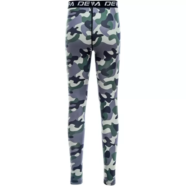 DEVOROPA Boys Leggings Quick Dry Youth Compression Pants Sports Tights Basketball Base LayerCamo