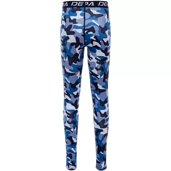 DEVOROPA Boys Leggings Quick Dry Youth Compression Pants Sports Tights Basketball Base LayerCamo Blue