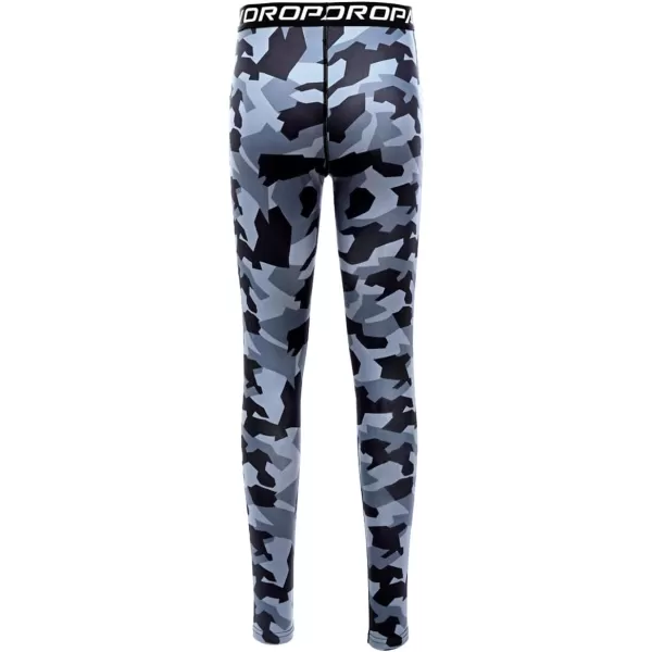 DEVOROPA Boys Leggings Quick Dry Youth Compression Pants Sports Tights Basketball Base LayerCamo Gray