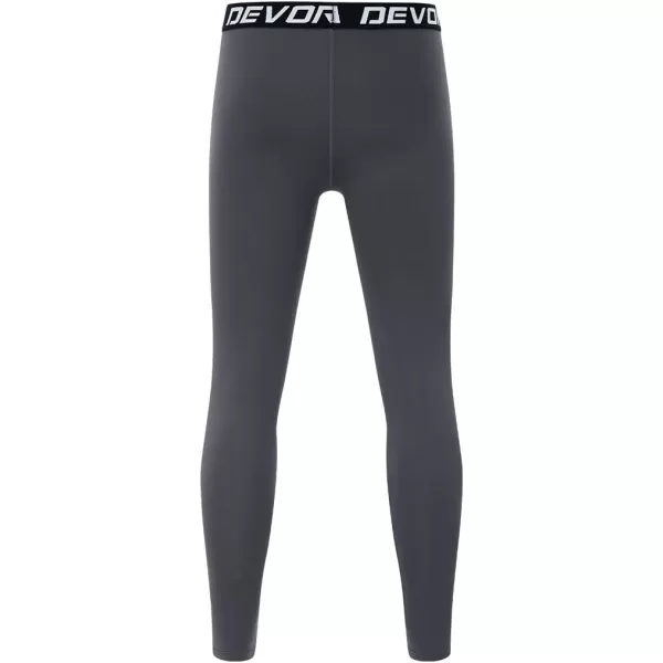 DEVOROPA Boys Leggings Quick Dry Youth Compression Pants Sports Tights Basketball Base LayerGray