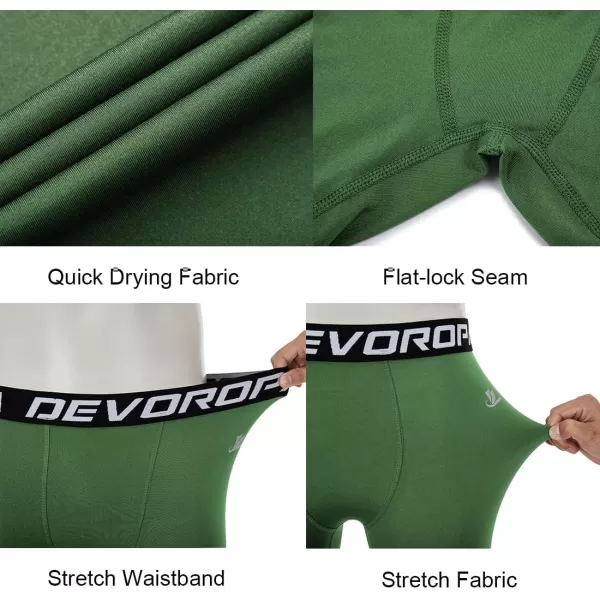 DEVOROPA Boys Leggings Quick Dry Youth Compression Pants Sports Tights Basketball Base LayerGreen
