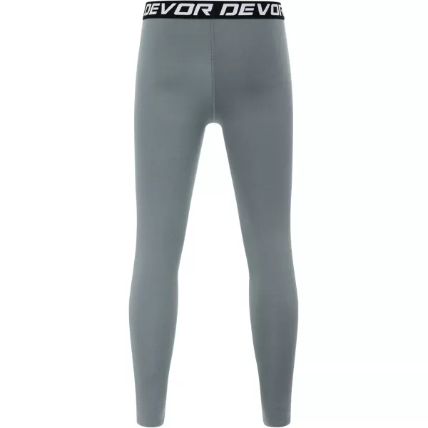 DEVOROPA Boys Leggings Quick Dry Youth Compression Pants Sports Tights Basketball Base LayerLight Gray