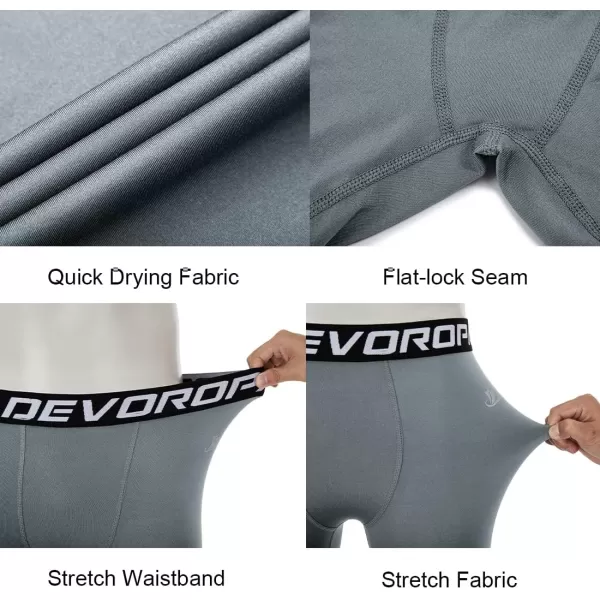 DEVOROPA Boys Leggings Quick Dry Youth Compression Pants Sports Tights Basketball Base LayerLight Gray