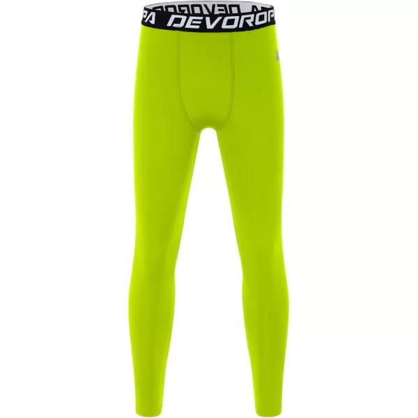 DEVOROPA Boys Leggings Quick Dry Youth Compression Pants Sports Tights Basketball Base LayerLime