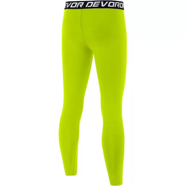 DEVOROPA Boys Leggings Quick Dry Youth Compression Pants Sports Tights Basketball Base LayerLime