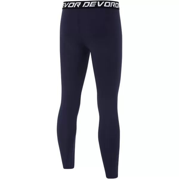 DEVOROPA Boys Leggings Quick Dry Youth Compression Pants Sports Tights Basketball Base LayerNavy