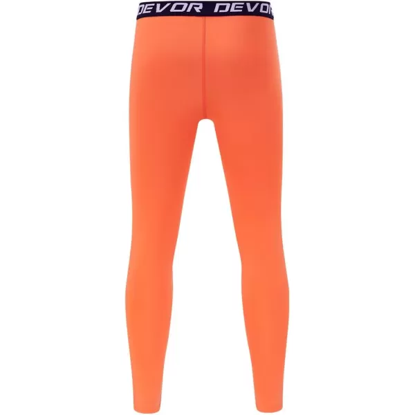 DEVOROPA Boys Leggings Quick Dry Youth Compression Pants Sports Tights Basketball Base LayerOrange