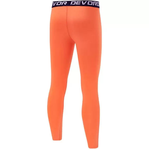DEVOROPA Boys Leggings Quick Dry Youth Compression Pants Sports Tights Basketball Base LayerOrange