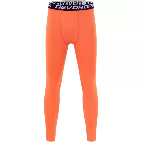 DEVOROPA Boys Leggings Quick Dry Youth Compression Pants Sports Tights Basketball Base LayerOrange