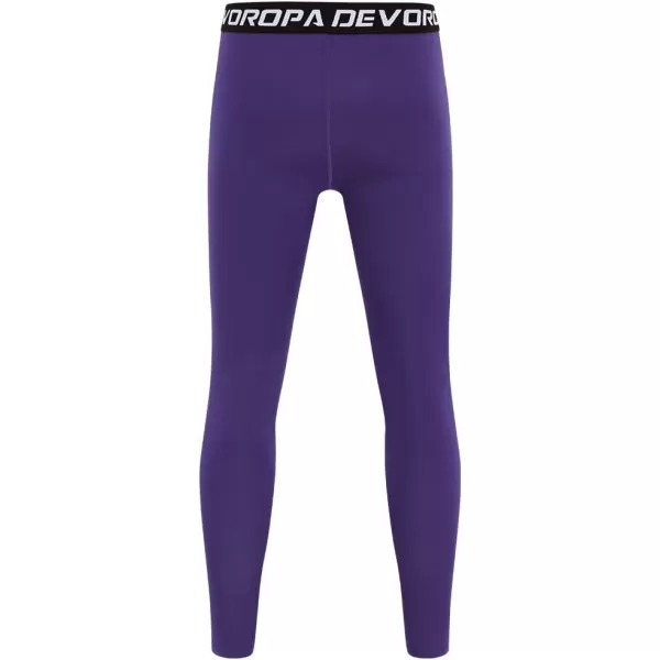 DEVOROPA Boys Leggings Quick Dry Youth Compression Pants Sports Tights Basketball Base LayerPurple