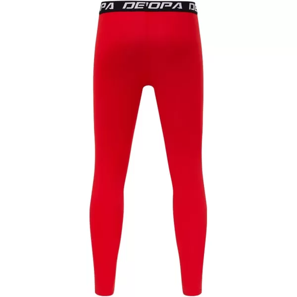 DEVOROPA Boys Leggings Quick Dry Youth Compression Pants Sports Tights Basketball Base LayerRed