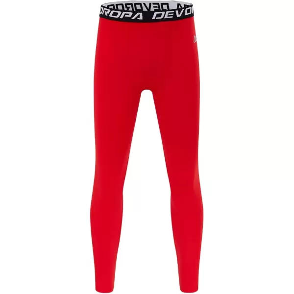 DEVOROPA Boys Leggings Quick Dry Youth Compression Pants Sports Tights Basketball Base LayerRed