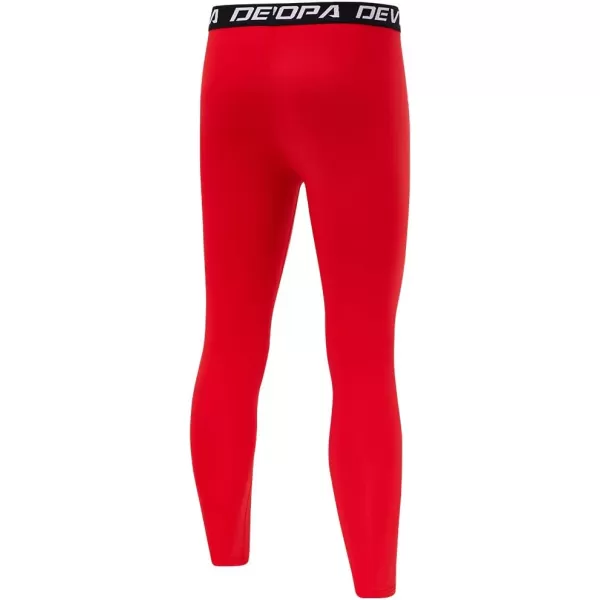 DEVOROPA Boys Leggings Quick Dry Youth Compression Pants Sports Tights Basketball Base LayerRed