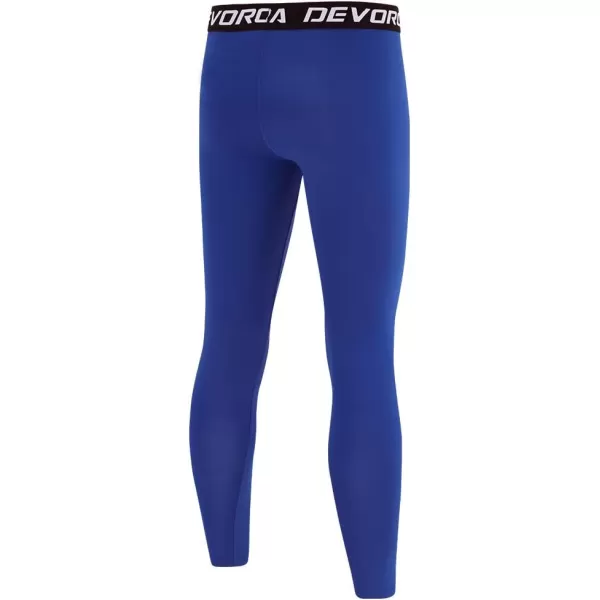 DEVOROPA Boys Leggings Quick Dry Youth Compression Pants Sports Tights Basketball Base LayerRoyal Blue