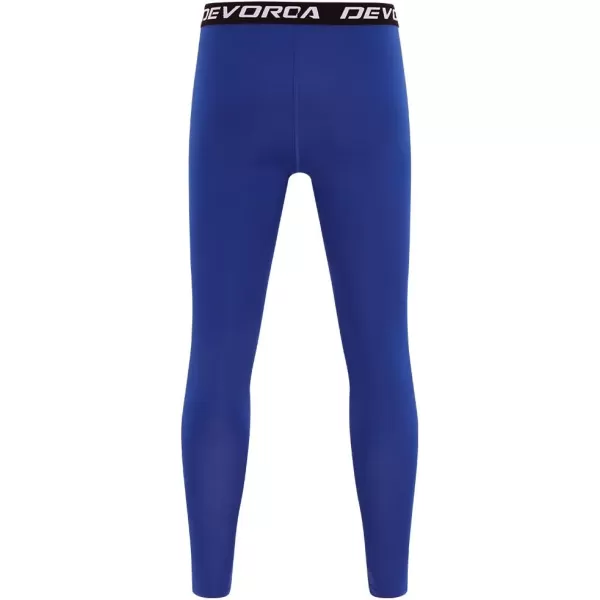 DEVOROPA Boys Leggings Quick Dry Youth Compression Pants Sports Tights Basketball Base LayerRoyal Blue