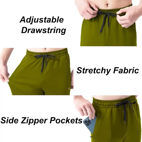 DEVOROPA Boys Sweatpants Open Bottom Water Resistant Youth Kids Track Athletic Running Pants Straight Leg Zipper PocketsArmy Green