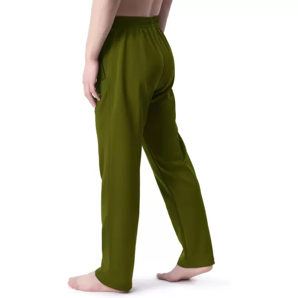 DEVOROPA Boys Sweatpants Open Bottom Water Resistant Youth Kids Track Athletic Running Pants Straight Leg Zipper PocketsArmy Green