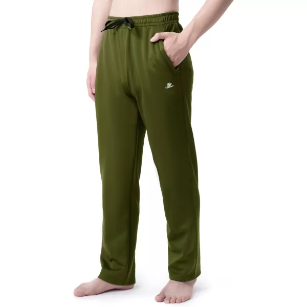 DEVOROPA Boys Sweatpants Open Bottom Water Resistant Youth Kids Track Athletic Running Pants Straight Leg Zipper PocketsArmy Green