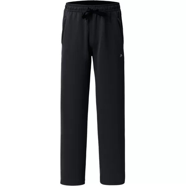 DEVOROPA Boys Sweatpants Open Bottom Water Resistant Youth Kids Track Athletic Running Pants Straight Leg Zipper PocketsBlack