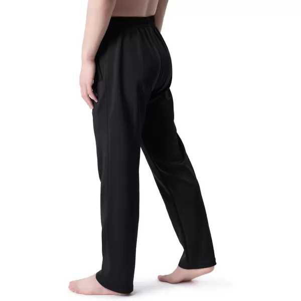 DEVOROPA Boys Sweatpants Open Bottom Water Resistant Youth Kids Track Athletic Running Pants Straight Leg Zipper PocketsBlack