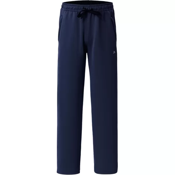 DEVOROPA Boys Sweatpants Open Bottom Water Resistant Youth Kids Track Athletic Running Pants Straight Leg Zipper PocketsNavy