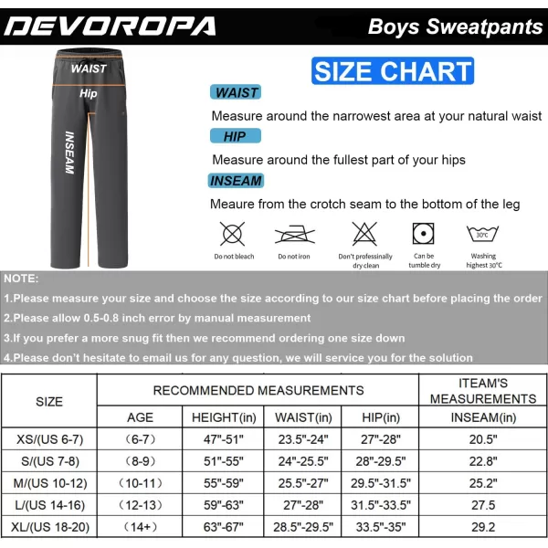 DEVOROPA Boys Sweatpants Open Bottom Water Resistant Youth Kids Track Athletic Running Pants Straight Leg Zipper PocketsRoyal Blue