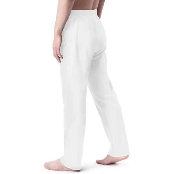 DEVOROPA Boys Sweatpants Open Bottom Water Resistant Youth Kids Track Athletic Running Pants Straight Leg Zipper PocketsWhite
