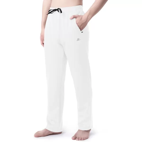 DEVOROPA Boys Sweatpants Open Bottom Water Resistant Youth Kids Track Athletic Running Pants Straight Leg Zipper PocketsWhite