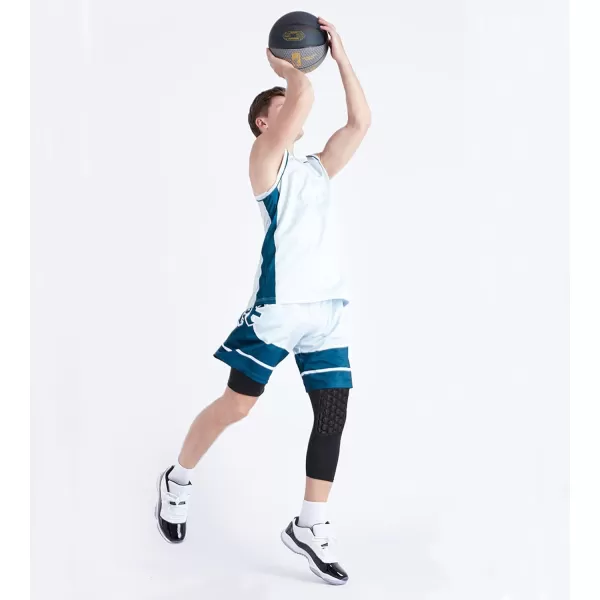 DEVOROPA Youth Boys Compression Pants with Knee Pads 34 Basketball Athletic Tights Quick Dry Sports Workout LeggingsBlackleft Long