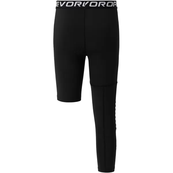 DEVOROPA Youth Boys Compression Pants with Knee Pads 34 Basketball Athletic Tights Quick Dry Sports Workout LeggingsBlackright Long