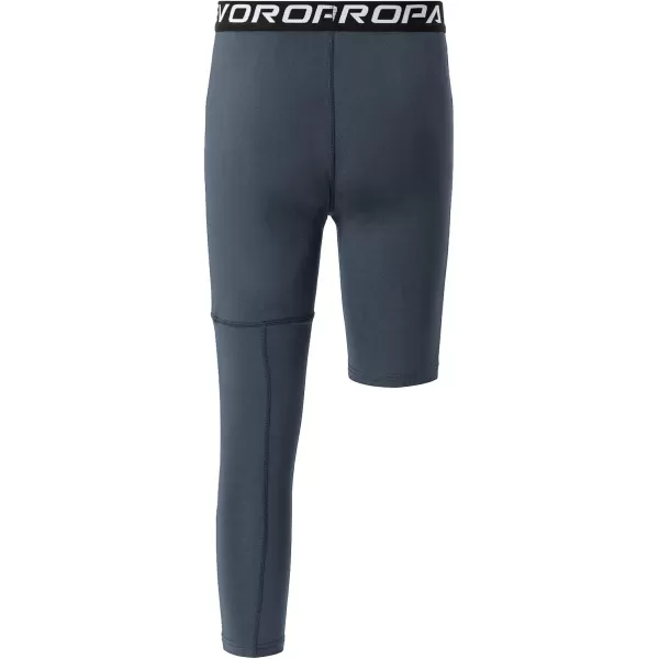 DEVOROPA Youth Boys Compression Pants with Knee Pads 34 Basketball Athletic Tights Quick Dry Sports Workout LeggingsDark Grayleft Long