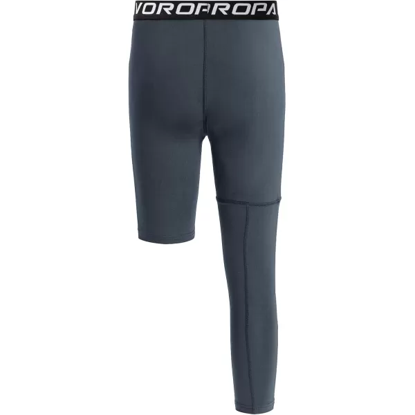DEVOROPA Youth Boys Compression Pants with Knee Pads 34 Basketball Athletic Tights Quick Dry Sports Workout LeggingsDark Grayright Long