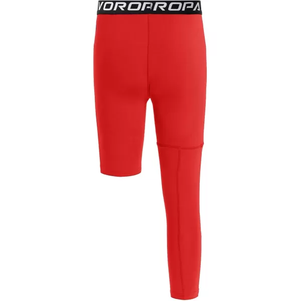 DEVOROPA Youth Boys Compression Pants with Knee Pads 34 Basketball Athletic Tights Quick Dry Sports Workout LeggingsRedright Long